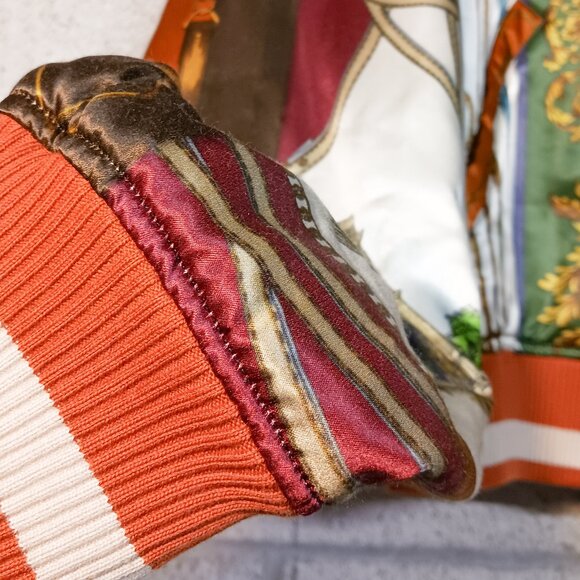 Amiri Men's Multicolor Scarf Patchwork Print Satin Bomber Jacket | 54 IT  L US - Picture 3 of 6